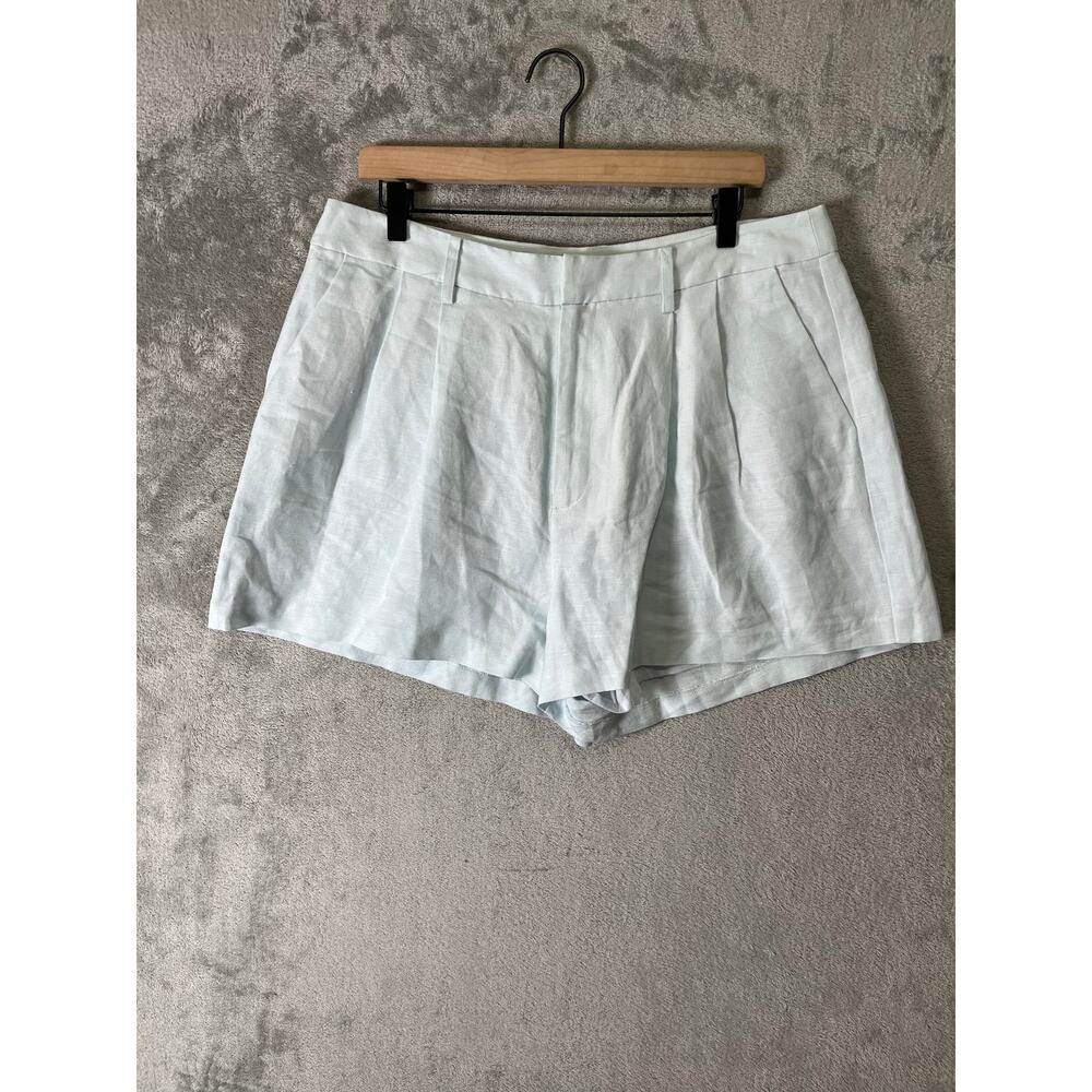 Paige Andie Ice Flow Pleated Linen Blend Tailored Shorts Quiet Luxury‎ 12 New